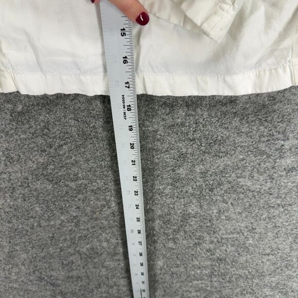 Zara Cropped Shirt Women S Small Beige Button Up Collared Short Sleeve Linen - Picture 6 of 7